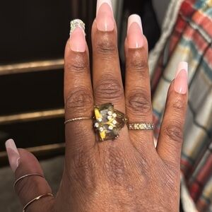 Gold and Silver Rings with Colorful Gemstone